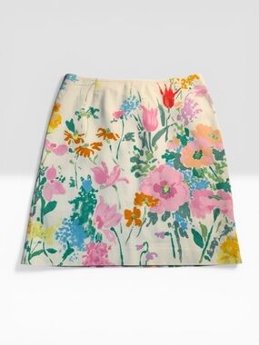 Ralph Lauren Vintage White Floral Print Mini Skirt